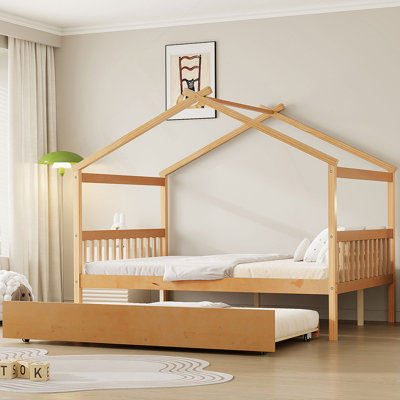 Lit en bois avec lit gigogne simple pour enfants, idéal pour les jeux créatifs et un sommeil confortable