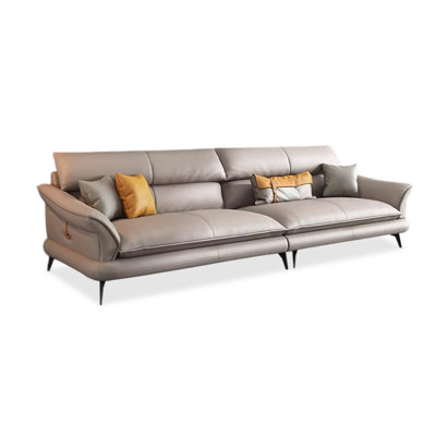 Khaki Genuine Leather Modular Sofa cushion couch