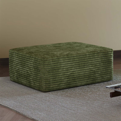Ribbed Corduroy Ottoman Bench, Large Rectangular Foot Stool with High Resilience Foam, No Assembly Required, Soft Upholstered Coffee Table Footrest for Living Room, Bedroom & Entryway, Ottoman Only (Sectional Sofa Not Included)
