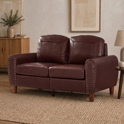Veridian Classic Loveseat with Rolled Arm and Faux Leather