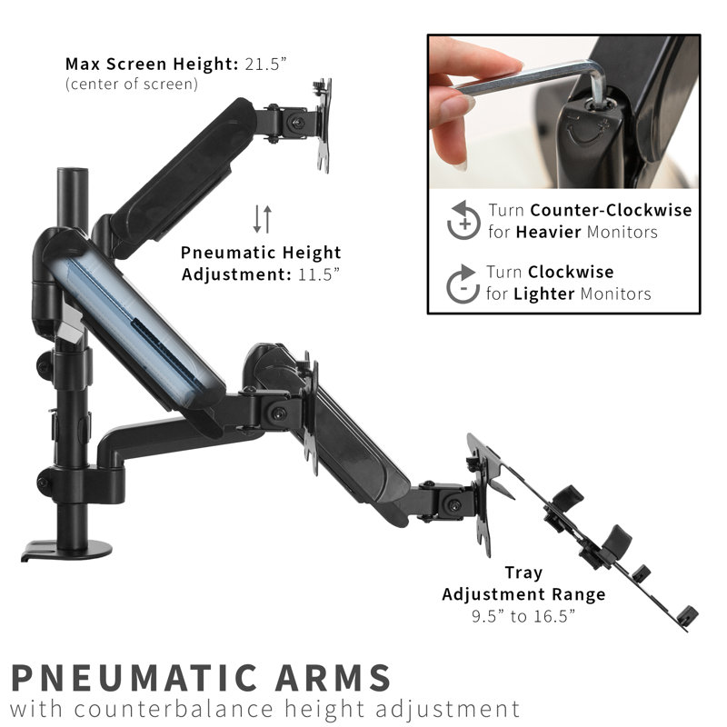 Support de bureau noir Vivo pouvant supporter jusqu'à 19,8 lb