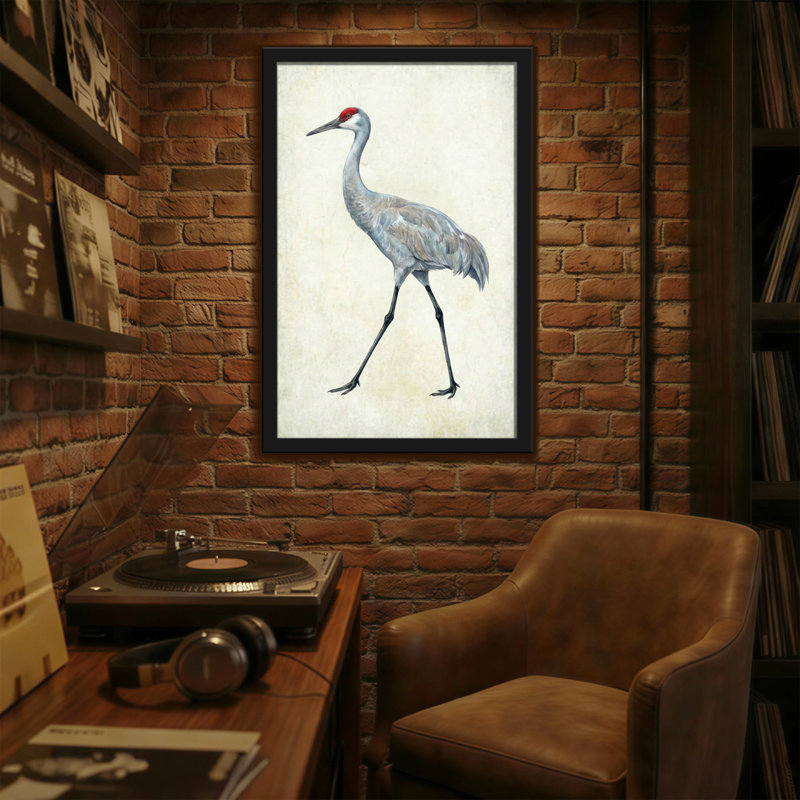 Animaux, grue du Canada marchant sur toile, H 18 po x l 12 po