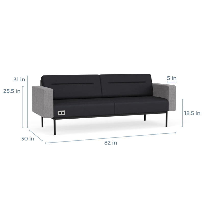 Canapé de réception Darsey, Avec alimentation, Noir Patriot Plus; gris chambray, Noir