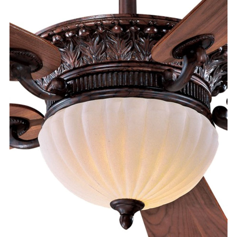 52" Volterra Bronze Ceiling Fan with Natural Walnut Blades and LED Light