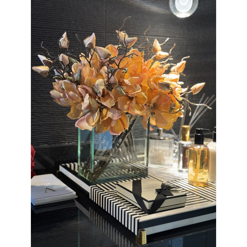 Magnolia Arrangement in Vase, Orange