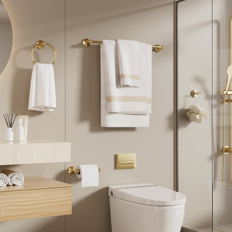 7 - Piece Bathroom Hardware Set,Towel Bar Set,Stainless Steel Rustproof Towel Rack Wall Mounted for Bathroom, Gold