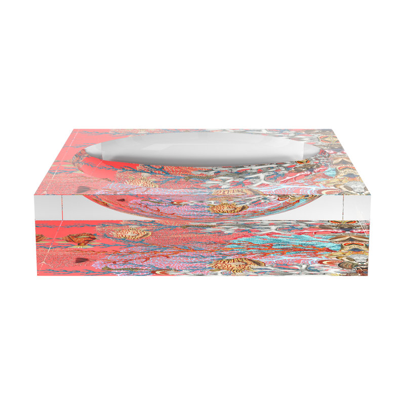 Fan Coral Reef Corallo Acrylic Decorative Tray, 6"W x 6"D x 2"H