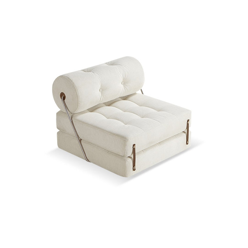 Canapé-lit modulaire en velours côtelé blanc crème