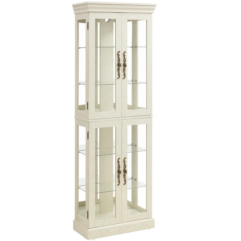 Armoire de rangement exquise avec un présentoir élégant au fini blanc antique, Blanc antique