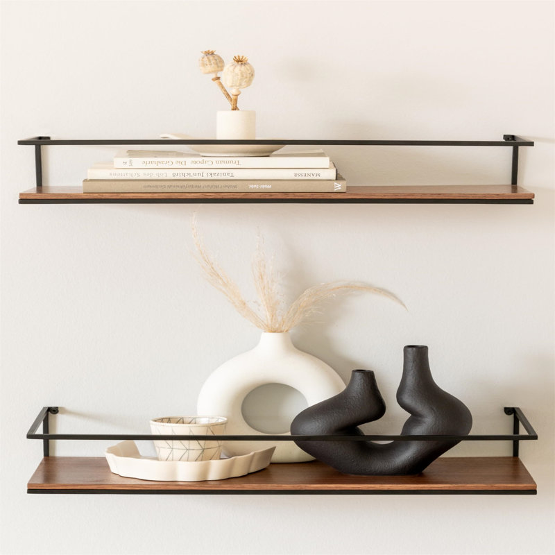 Ameelya Floating Shelf, Black/Brown