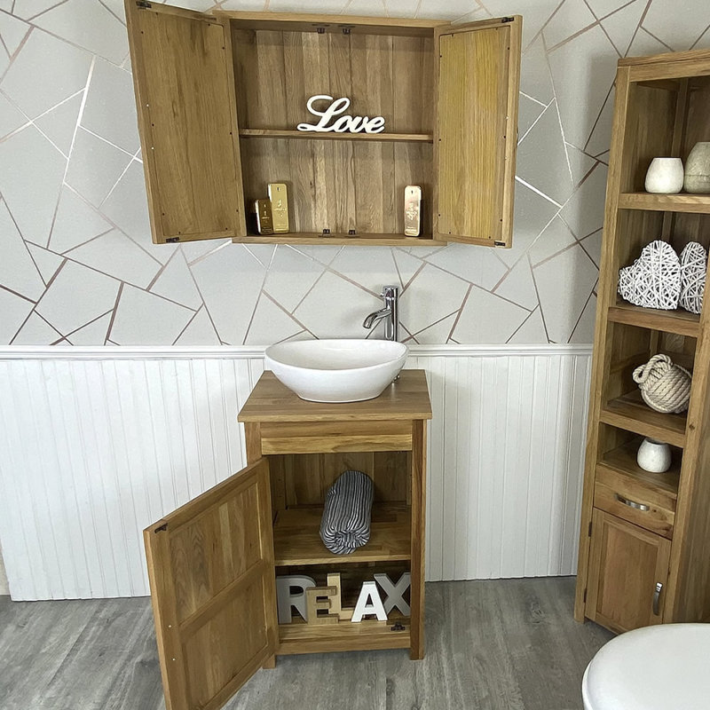 Marti 515mm Single Bathroom Vanity with Vessel Ceramic Basin, Oak
