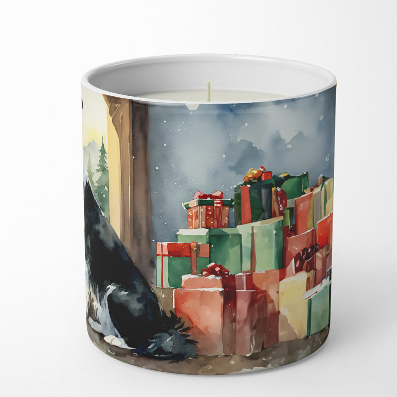 Bougie de Noël parfumée avec support en céramique