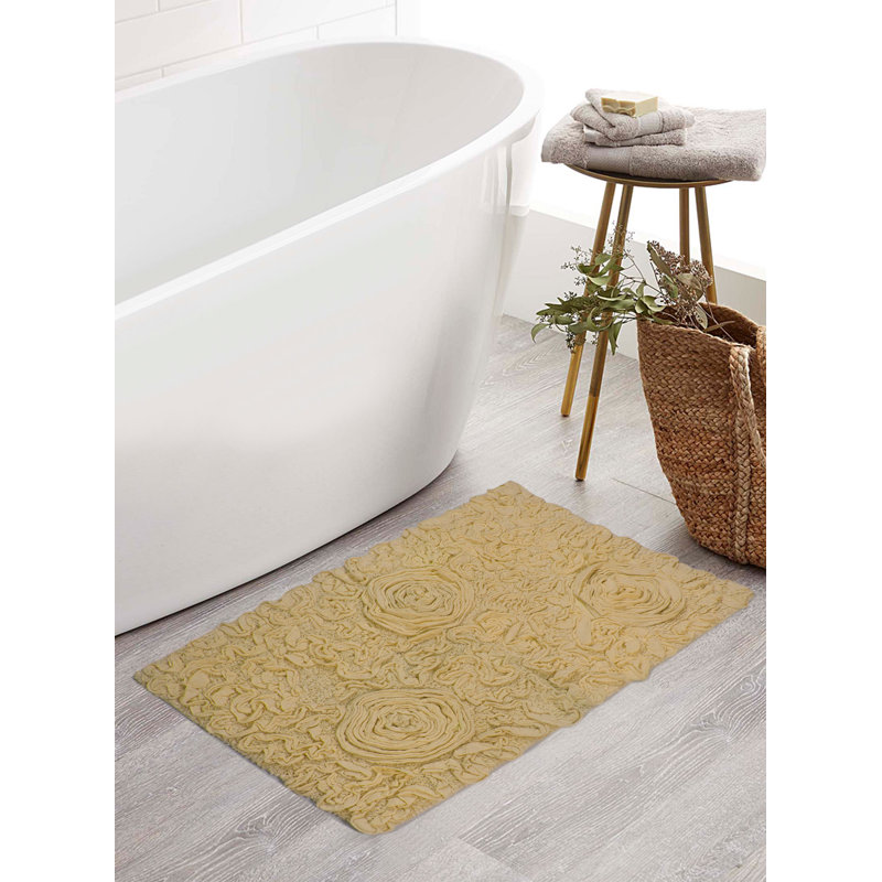 Skak Cotton Bath Rug, 21" W x 34" L, Yellow