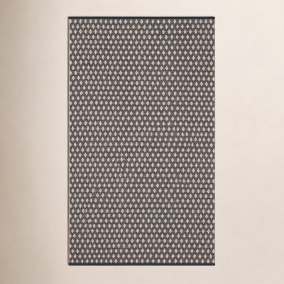 Dainty Diamond Navy/Ivory Handwoven Cotton Rug