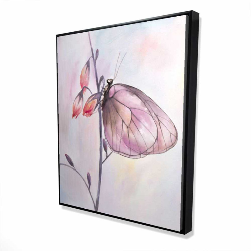 Delicate Butterfly - Pink Framed Canvas for Home Decor