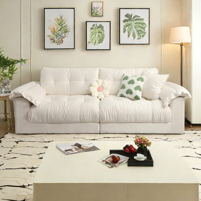 Canapé simple de style crème French Cloud, H 35,43 po x l 110,23 po x P 39,37 po