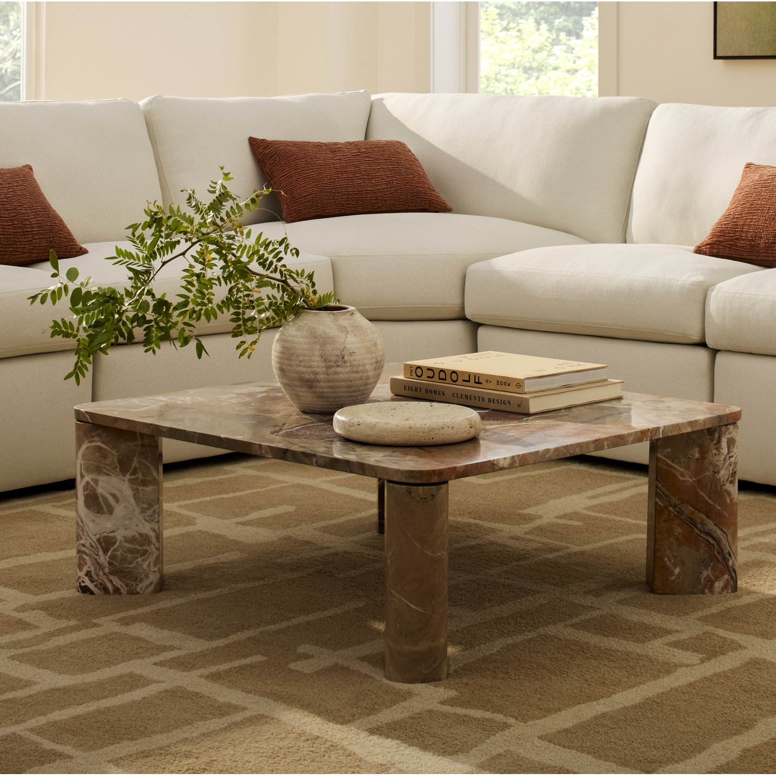 Travertine Round Decorative Tray, 1.6" H x 10" W x 10" D