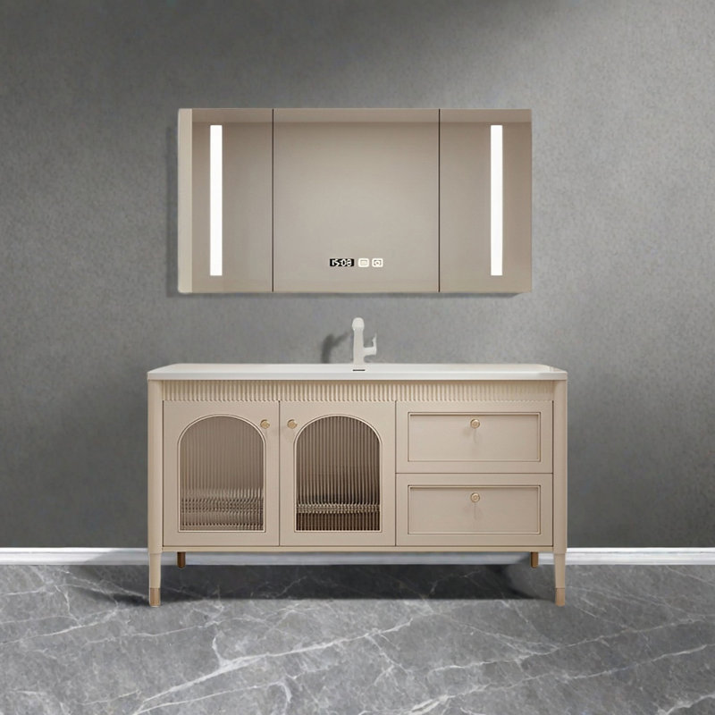 Simple modern floor-to-ceiling bathroom cabinet, 51"