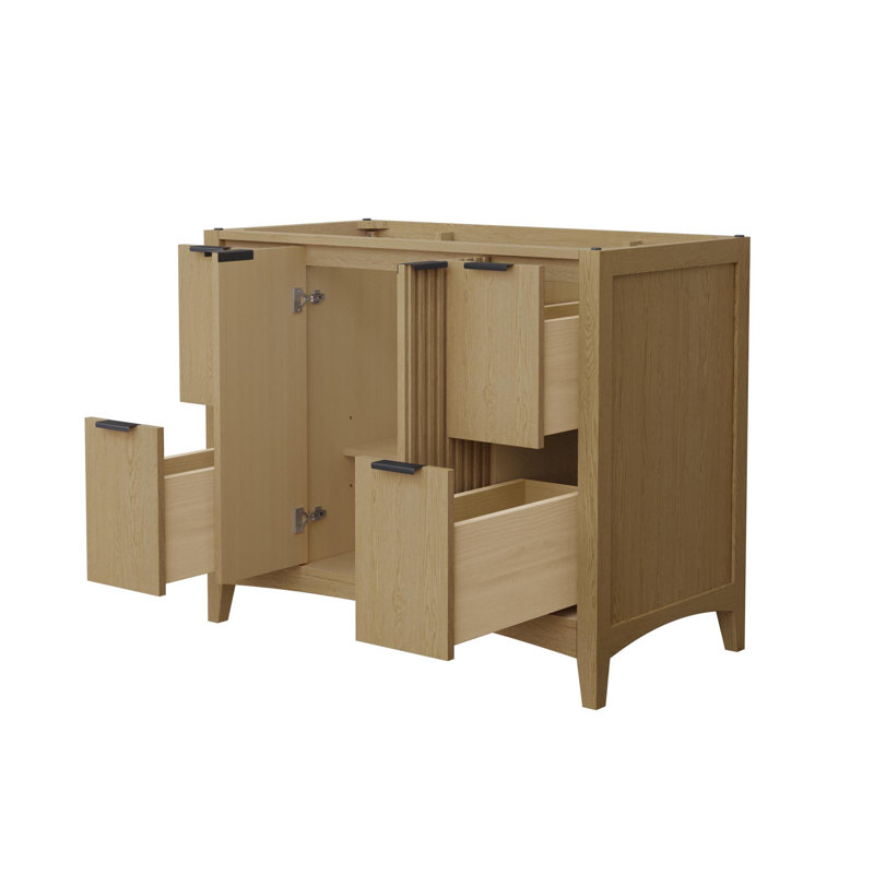 Palmilla 41.25" Freestanding Single Bathroom Vanity Base Only, Beige, Matte Black