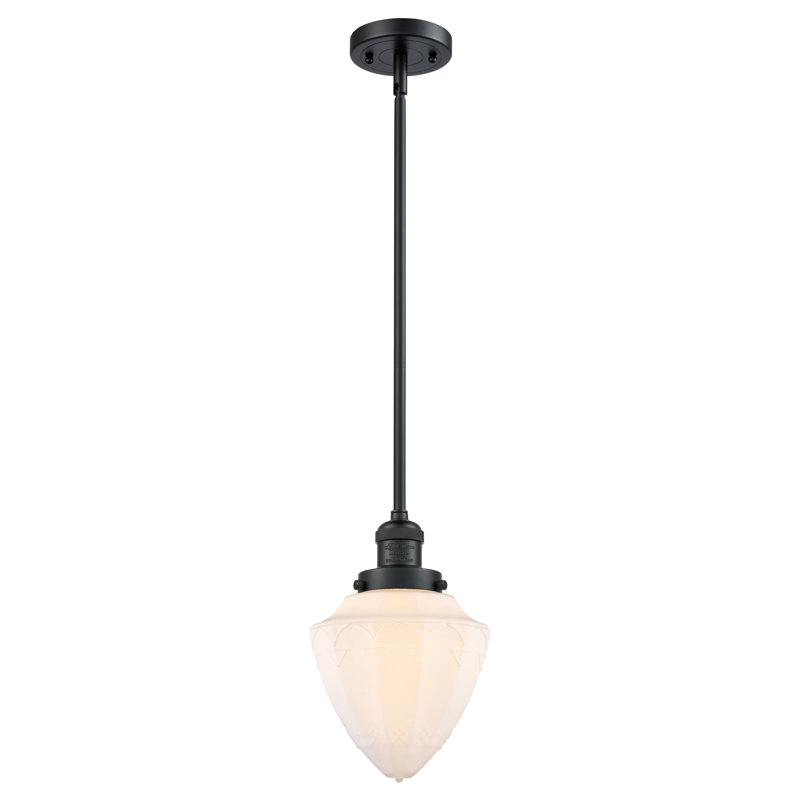Mini-luminaire suspendu à tige 1 lumière 7 "Franklin Restoration - Balle - ampoule non incluse, Noir mat, Blanc mat
