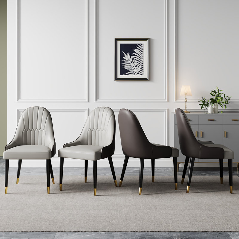 Chaise d'appoint rembourrée en similicuir Frania, Brun foncé / beige, 4