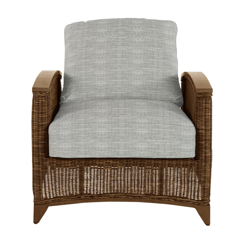 Fauteuil inclinable Astoria tissé - raphia / chêne, Pas de soudure, Sunbrella® ‑ Cabana à rayures minuit