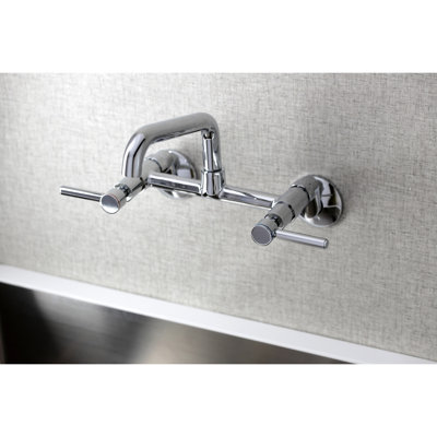 Kingston Brass Concord Double-Handle 2-Hole Wall-Mount Bridge Kitchen Faucet