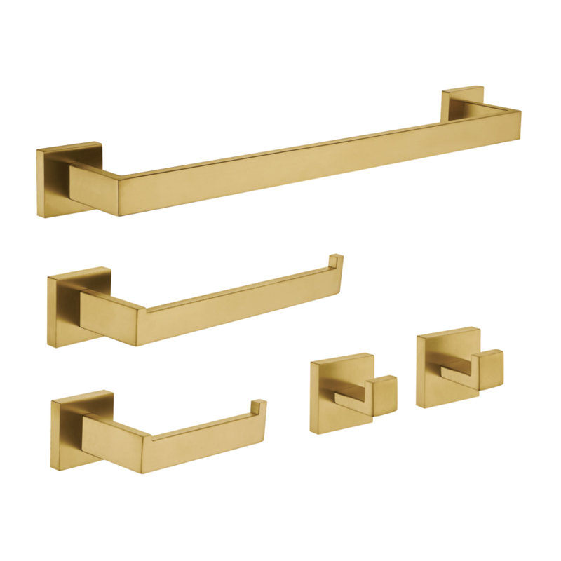 Ensemble de quincaillerie de salle de bain 5 pièces, Laiton brossé