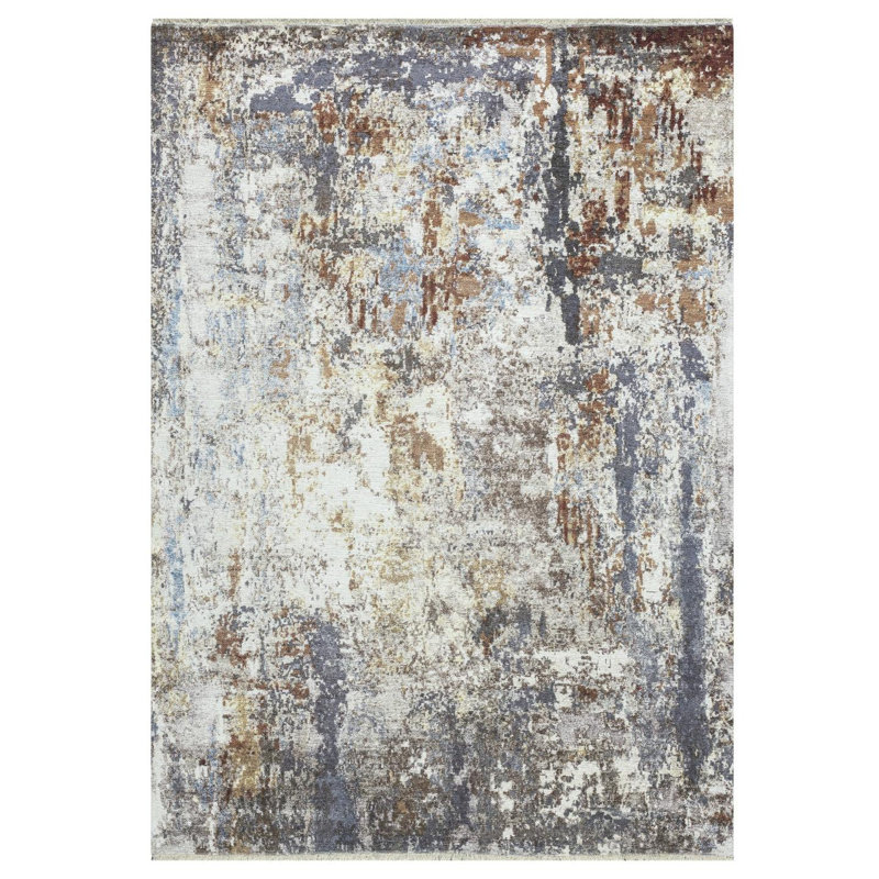 Tapis moderne lavable abstrait, Rectangulaire 8 pi x 10 pi