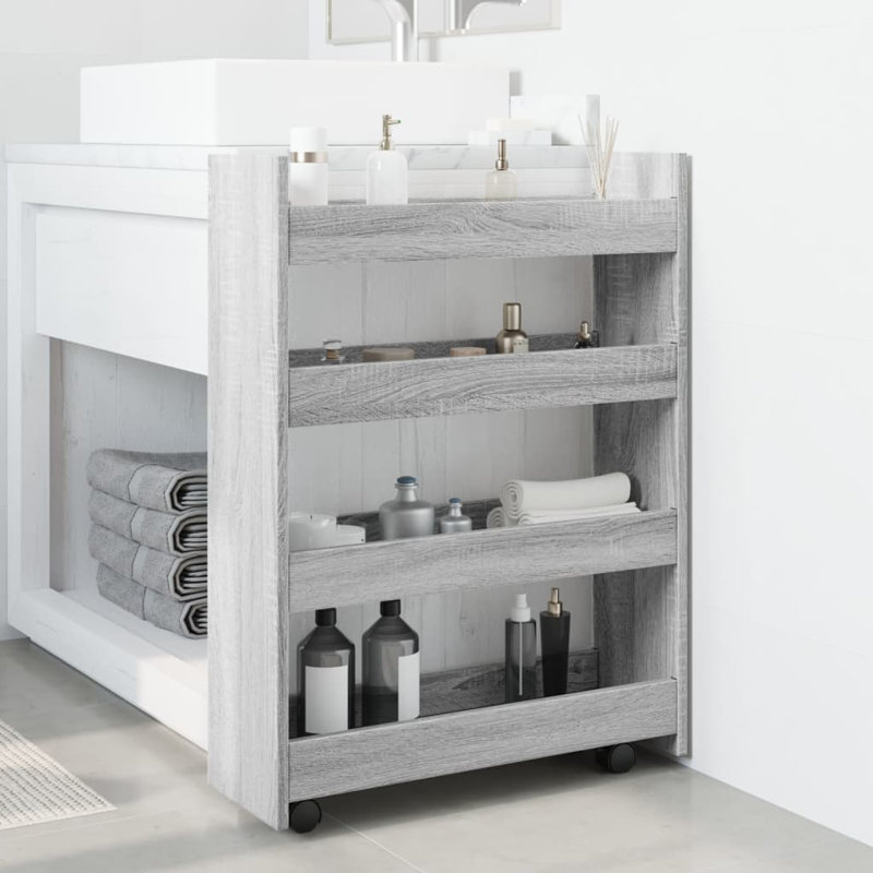 Wood Bar Cart, Grey Sonoma
