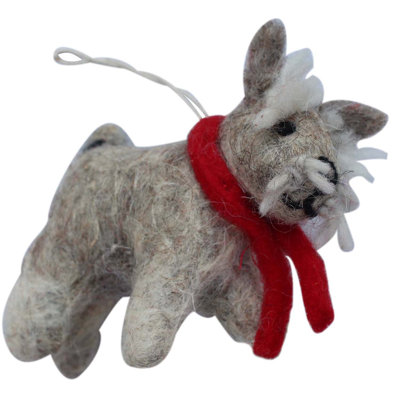Figurine suspendue ornement feutre terrier