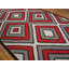 Tapis unique en laine noué à la main de 6 pi x 9 pi rouge / gris / blanc