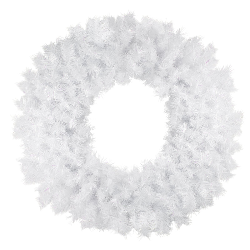 Couronne de Noël artificielle non éclairée, Blanc, H 7 po x l 36 po x P 36 po