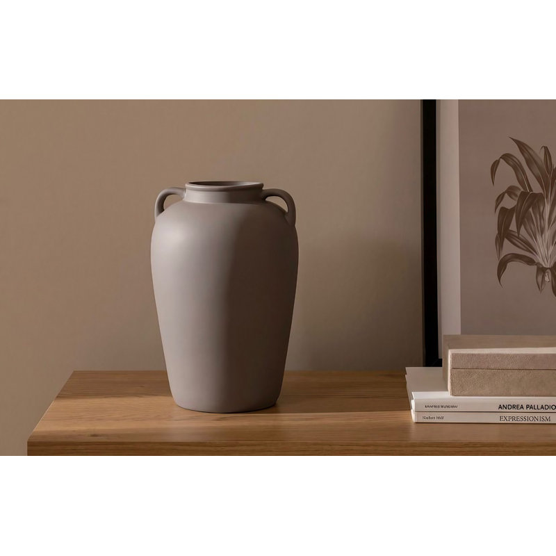 Cristela Ceramic Table Vase, Beige, 27cm H x 18cm W x 18cm D