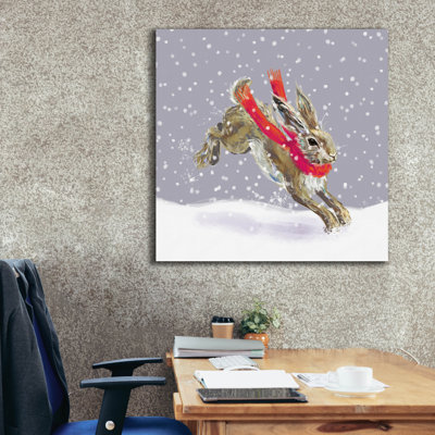  «Hare In The Snow» par Elle Media Group, art mural sur toile, 37 po x 37 po