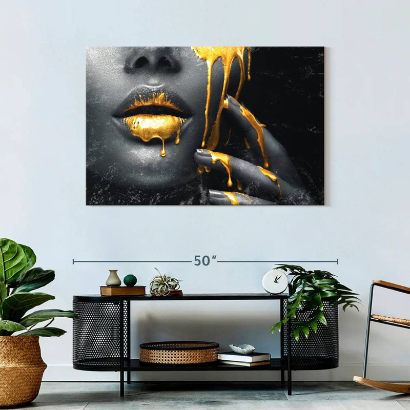 Impression sur toile Grunge Gold, H 45 po x l 30 po x P 1,25 po
