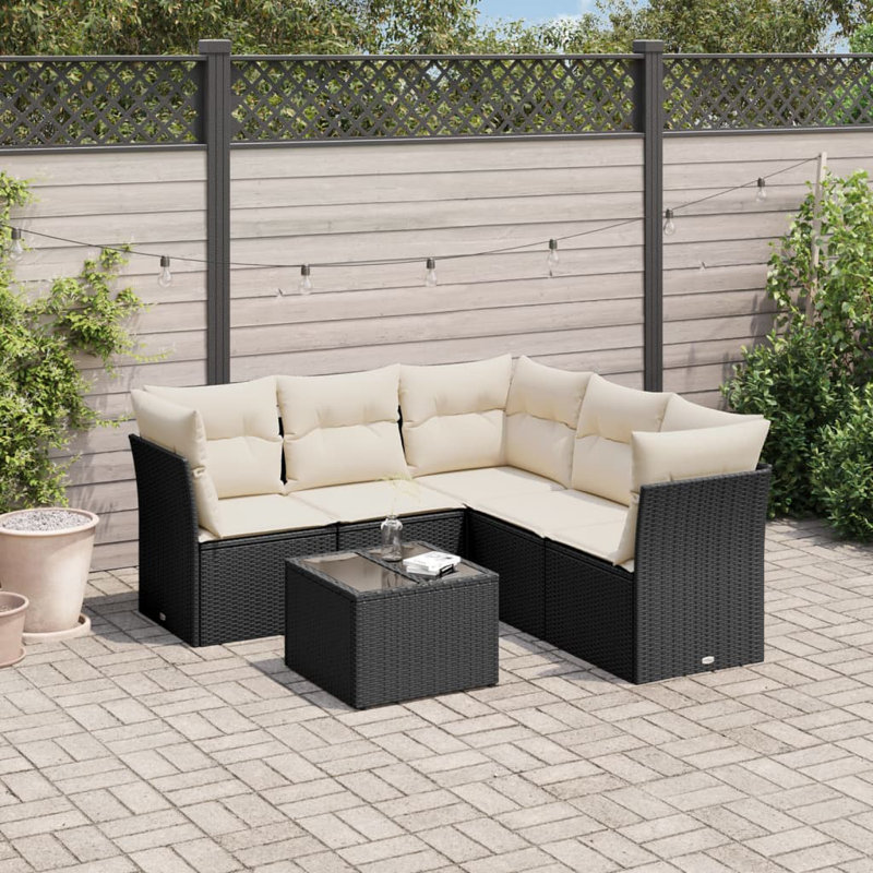 Vidaxl Garden Sofa Set Black, Cream White