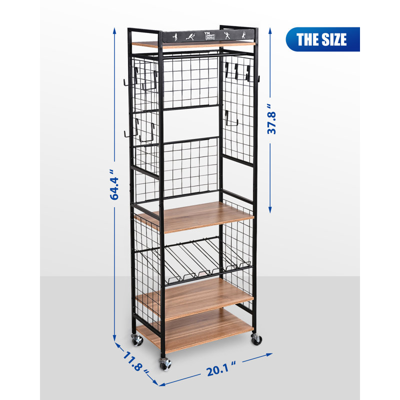 Sport Equipment Storage Rack, Home Organizer With Wheels