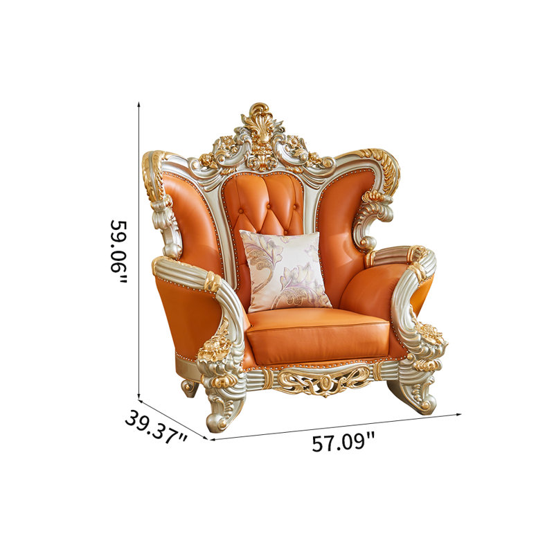 Fauteuil en cuir véritable européen capitonné