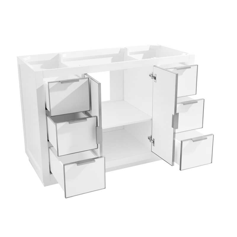Austen 48'' W Single Bathroom Vanity Base, White/Brushed Silver