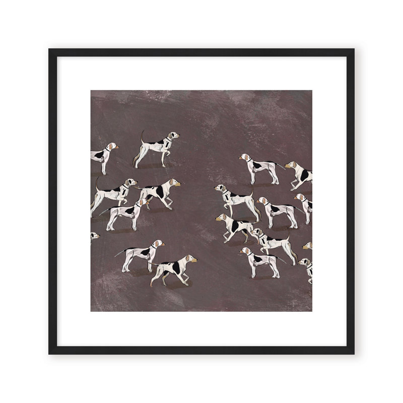 Nature Inspired Modern Ensemble: Sleek Hound Soirée, 36" H x 36" W, Framed Matted Print, Gold