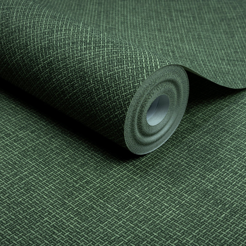 Arcadia Collection Textile Plain Wallpaper Roll, Green
