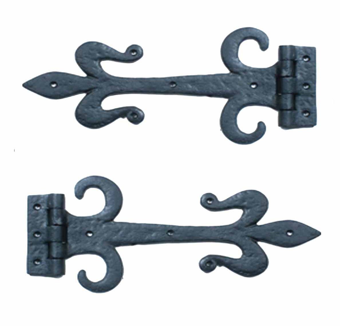 Pair of Small Decorative Cast Iron Cabinet Hinges - 1 1/4 H x 2 1/8 W