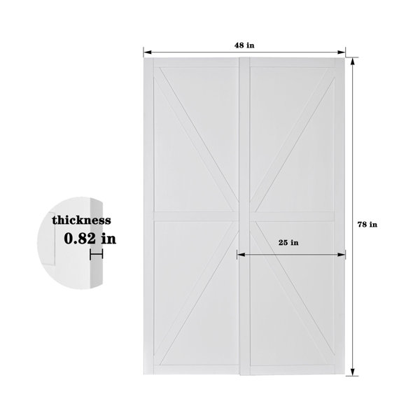 Paneled Manufactured Wood Prefinished Sliding Closet Door 