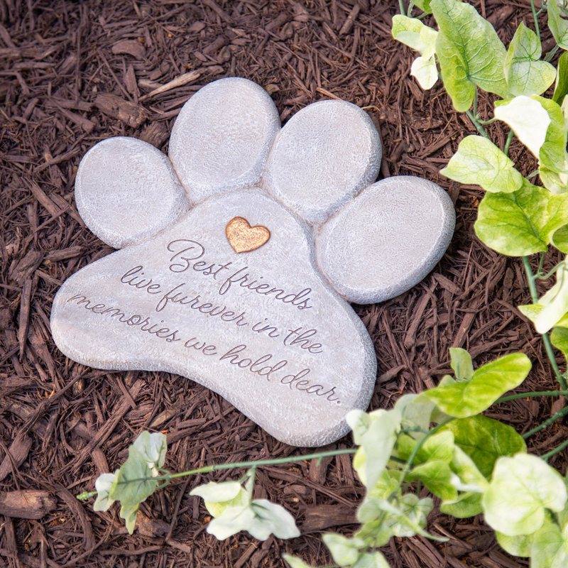 Pierre de jardin en forme de patte «Best Friends Live Forever Pet»