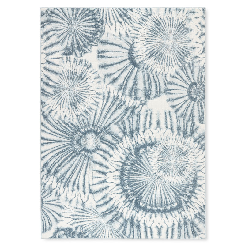 TOMMY BAHAMA Shibori Summer Tie Dye Indoor Outdoor Area Rug Blue/Dark Blue/Ivory, Rectangle 3'11" x 5'2"