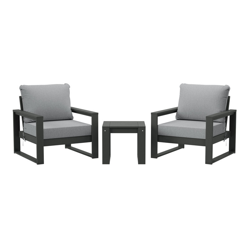 Ensemble de conversation modulaire 3 pièces avec cadre et patio, Gris clair, Gris