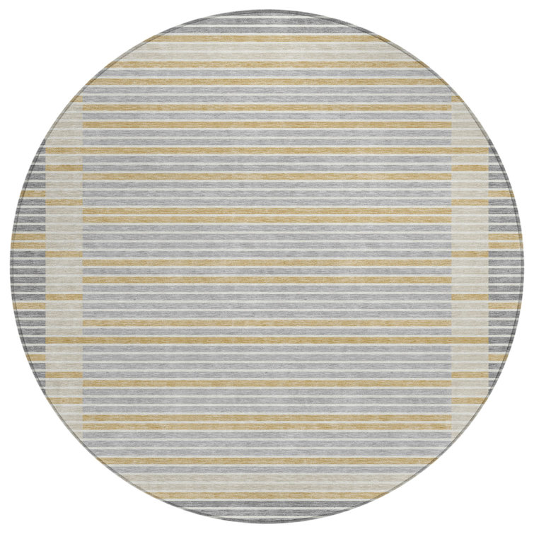 Machine Washable Indoor/Outdoor Christain ACN1401 Gray Rug
