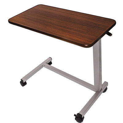 Rolling Sit-to-Stand Laptop Desk Height-Adjustable Mobile Overbed Workstation Table with Locking Caster Wheels for Home Office Brown