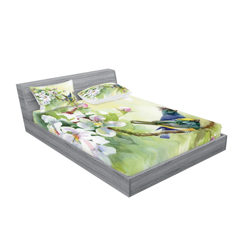 Ensemble de drap-housse et taies décoratives Ambesonne, vert réséda et jaune
